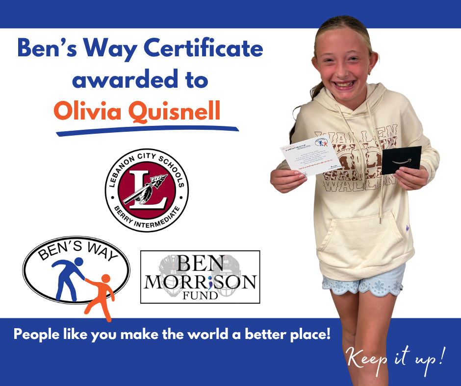 Bens Way Award Olivia Quisnell